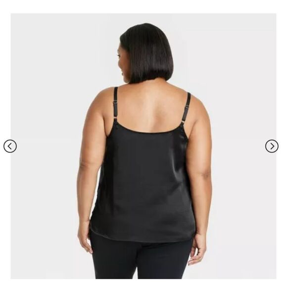 🆕👱🏽 AVA & VIV BLACK SATIN COWL NECK Tank Top - Picture 2 of 5